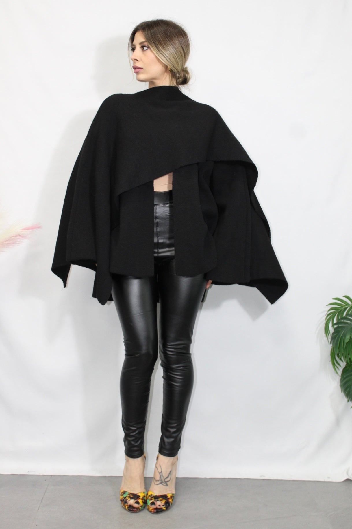 Leggings ecopelle nero